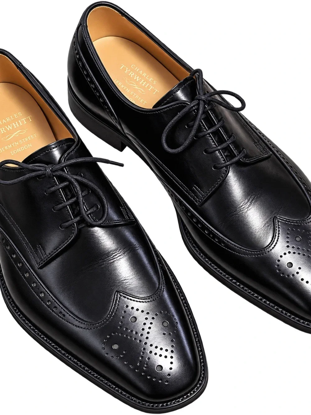Charles Tyrwhitt Jermyn Street Men’s 9R Black Leather Wingtip Shoes England